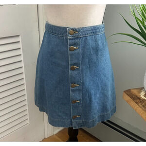 AMERICAN APPAREL Womens Skirt Medium Blue Denim Mini Button Front Summer Casual
